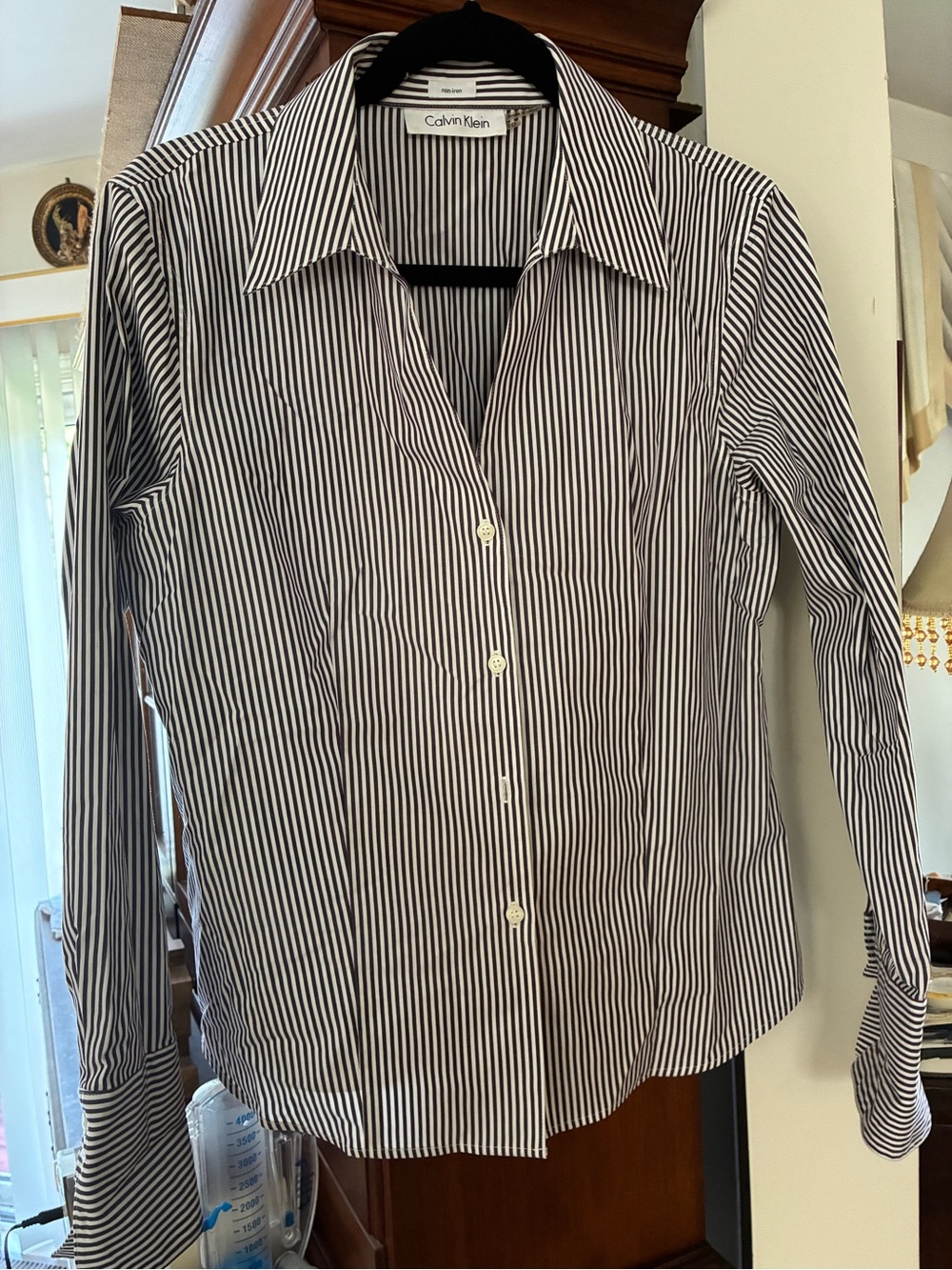 Calvin Klein women’s Black & White Stripe Dress Shirt